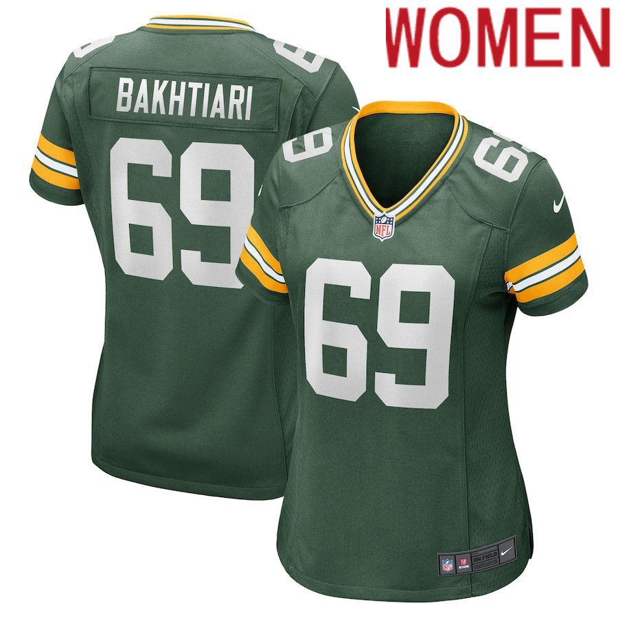 Women Green Bay Packers 69 David Bakhtiari Nike Green Game Player NFL Jersey